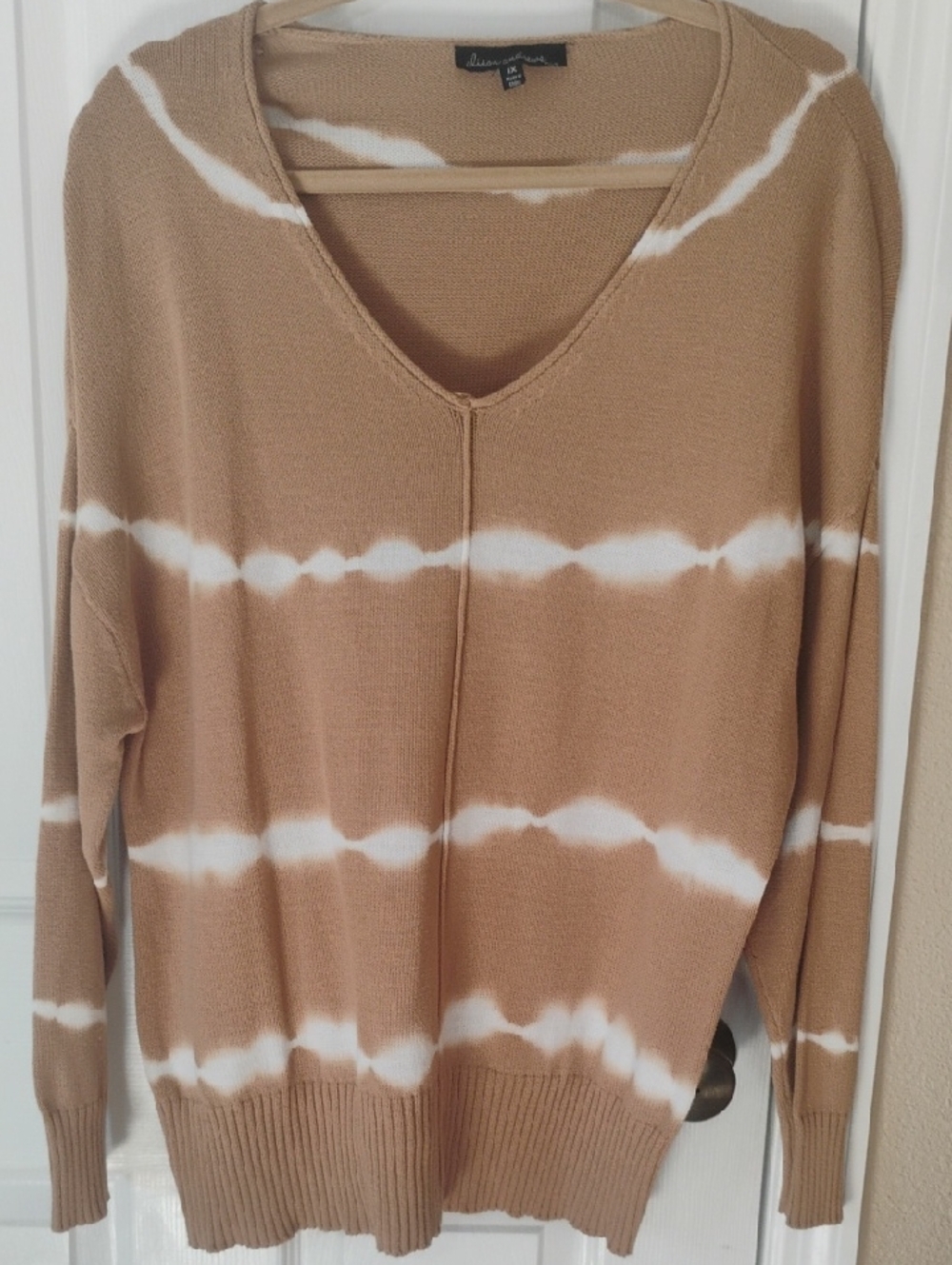Alison Andrews V-neck sweater 100% Cotton Size 1X
